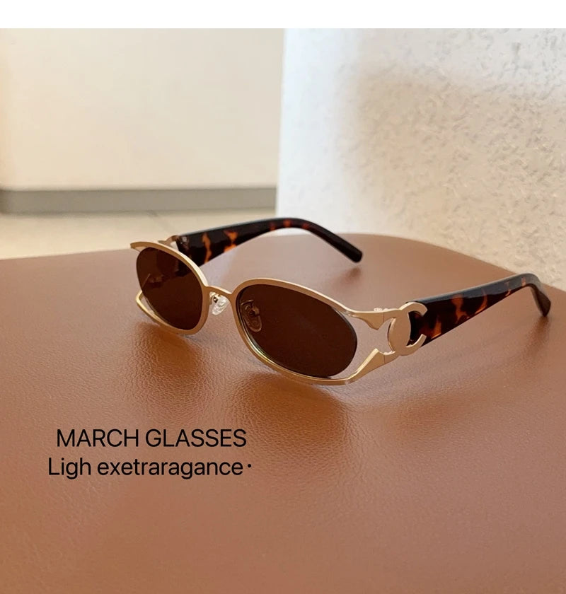 Trendy Brand Sun Glasses New Fashion Women's Sunglasses Oval Classic High-end Women's Retro Versatile Luxury Design Girl Glasses