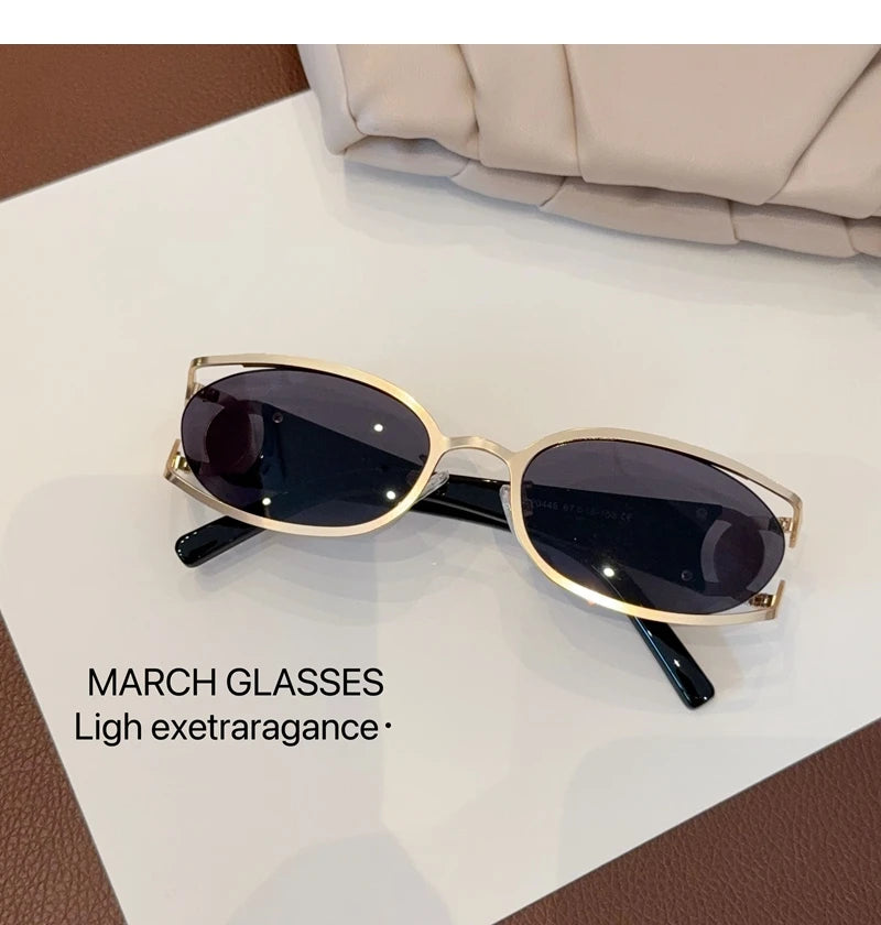 Trendy Brand Sun Glasses New Fashion Women's Sunglasses Oval Classic High-end Women's Retro Versatile Luxury Design Girl Glasses
