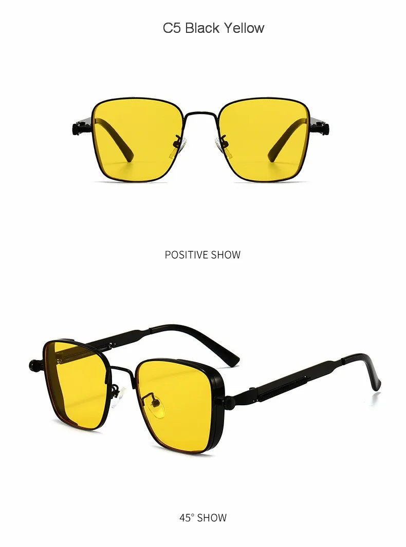 Steampunk Sun Glasses Male Female Square Sunglasses For Men Women Ins Metal Frame Eyewear Shades Oculos De Sol UV400