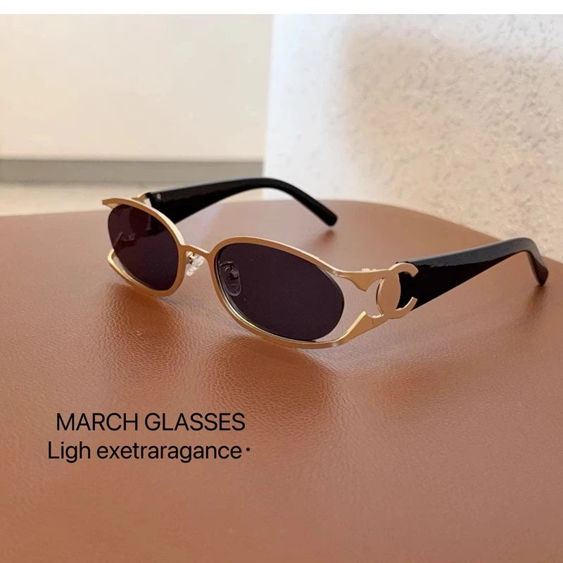 Trendy Brand Sun Glasses New Fashion Women's Sunglasses Oval Classic High-end Women's Retro Versatile Luxury Design Girl Glasses