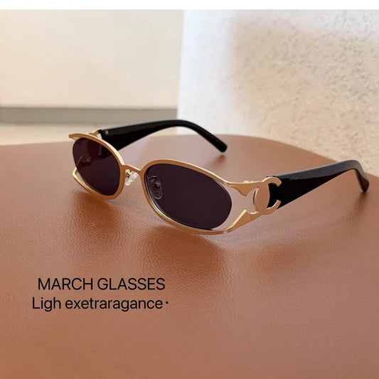 Trendy Brand Sun Glasses New Fashion Women's Sunglasses Oval Classic High-end Women's Retro Versatile Luxury Design Girl Glasses