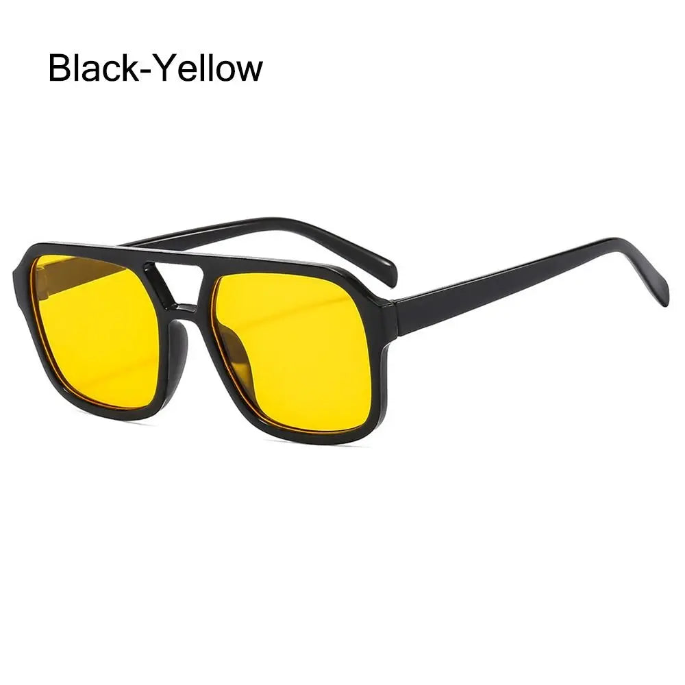Punk Square Frame Sunglasses Anti-UV Retro Sunglasses Beach Eye Protection Black Shades Glasses for Women Men Travel Accessories