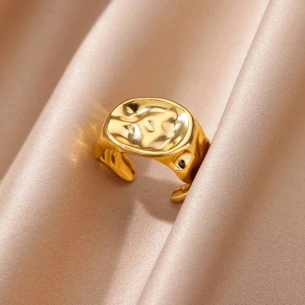 Irregular Rings For Women Gold Color Stainless Steel Geometric Ring Fashion Simple Party Christmas Party Jewelry Gift Femme