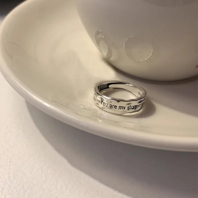 New Fashion Silver Color Open Finger Ring Letters Words Wish Wide Punk Stackable For Women Girl Jewelry Gift Dropship