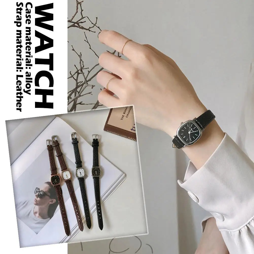 Women Watches Vintage Small Dial Watch PU Leather Strap Quartz Wrist Watch Clock Men Women Casual Simple Watch