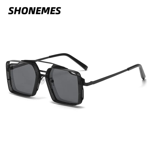 SHONEMES Steampunk Square Sunglasses Hollow Design Men Women Shades Outdoor UV400 Sun Glasses for Unisex