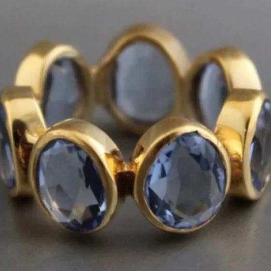 Creative Round Blue Color Zirconia Ring For Women Birthday Accessories Gifts Custom Jewelry