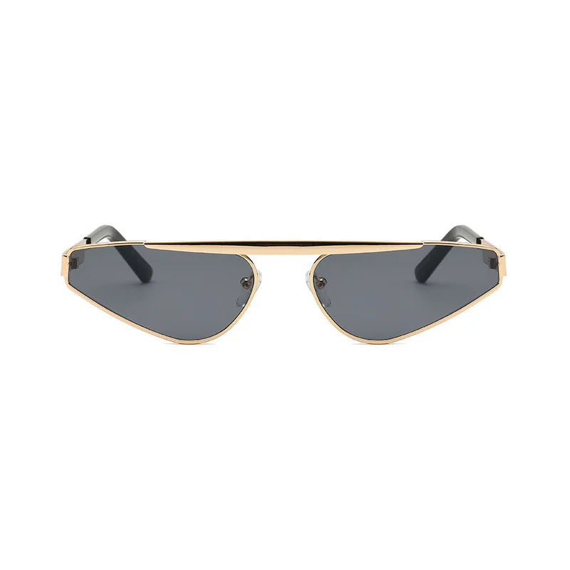 Shonemes Cat Eye Sunglasses Stylish Triangular Shades Metal Frame Outdoor UV400 Sun Glasses Gold Black Brown for Women Men