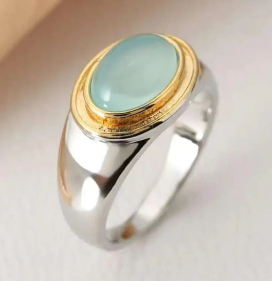 Fashion Sliver Color Green Color Oval Zircon Simple Rings For Women Birthday Gift Accessories Custom Jewelry