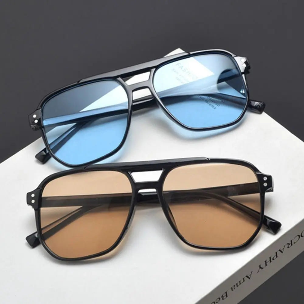 Punk Square Frame Sunglasses Anti-UV Retro Sunglasses Beach Eye Protection Black Shades Glasses for Women Men Travel Accessories