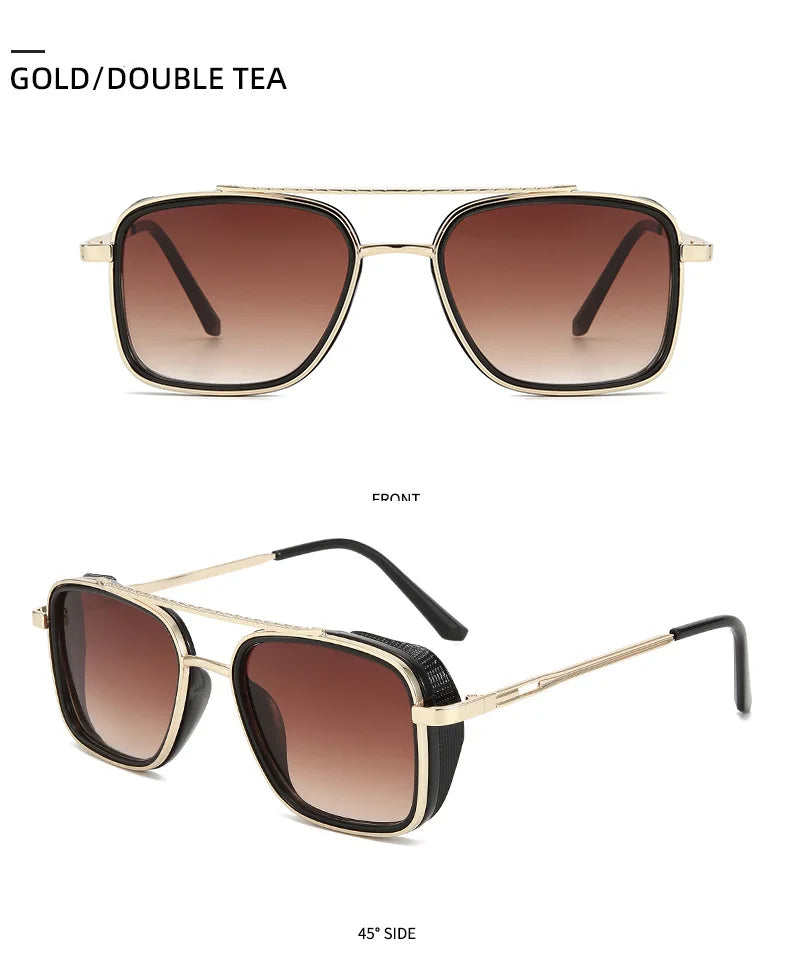 2025 Ins Popular Square Sunglasses Women Men Brand Designer Metal Gradient Steanpunk Sun Glasses for Men Driving Shades UV400