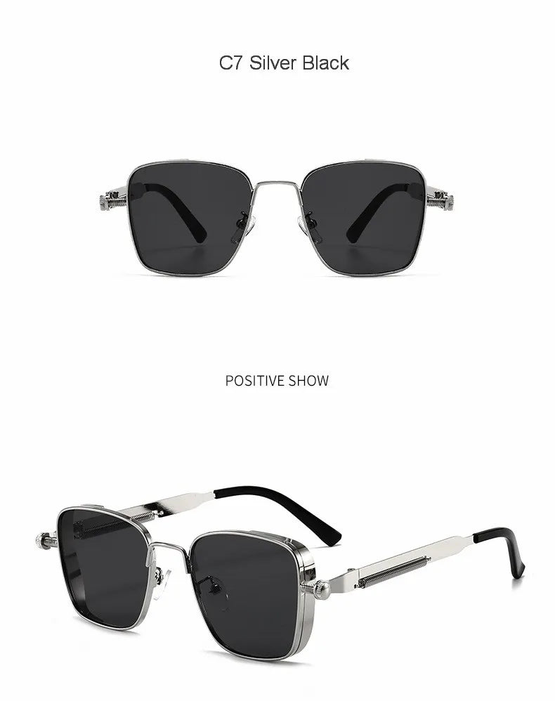 Steampunk Sun Glasses Male Female Square Sunglasses For Men Women Ins Metal Frame Eyewear Shades Oculos De Sol UV400