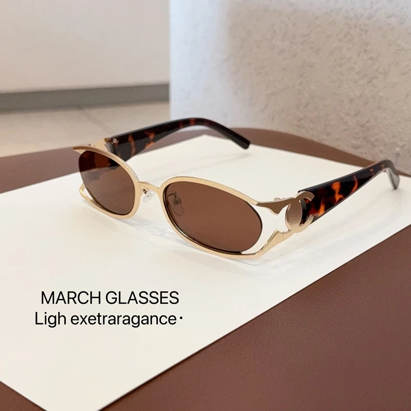 Trendy Brand Sun Glasses New Fashion Women's Sunglasses Oval Classic High-end Women's Retro Versatile Luxury Design Girl Glasses