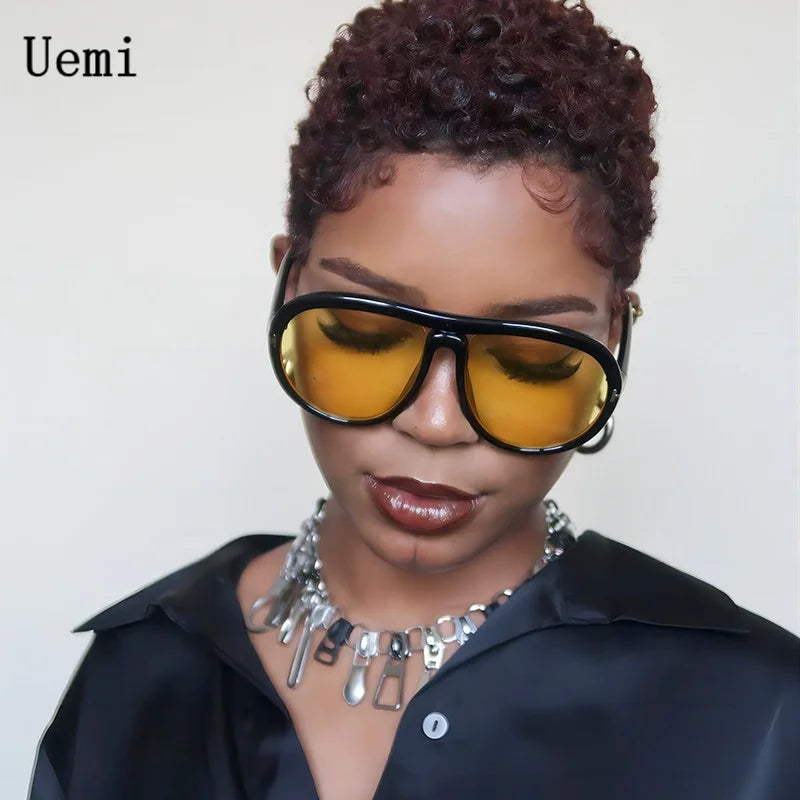 2024 New Fashion Luxury Round Oversized Sunglasses For Women Men Retro Pilot Sun Glasses Gradient Shades UV400 Eyeglasses