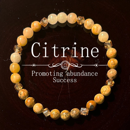 1 Citrine Natural Stone Bracelet Promotes Abundance and Success Unisex Handmade Jewelry 6mm