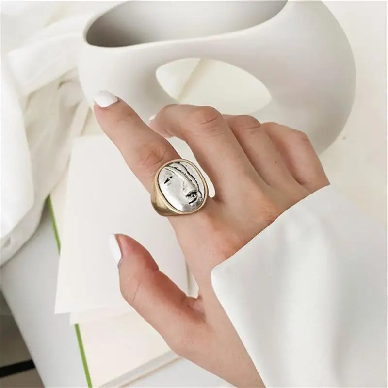 Hip Pop Vintage Individual Face Cuff Finger Rings For Women Girl Punk Fashion New Jewelry Friend Gift Party anillos