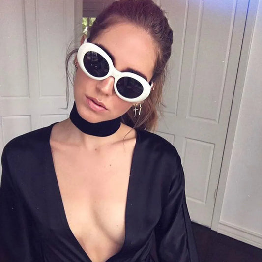 2025 Round Sun Glasses Fashion Retro Oval Style Sunglasses Woman Ladies White Black Vintage Oculos De Sol Feminino
