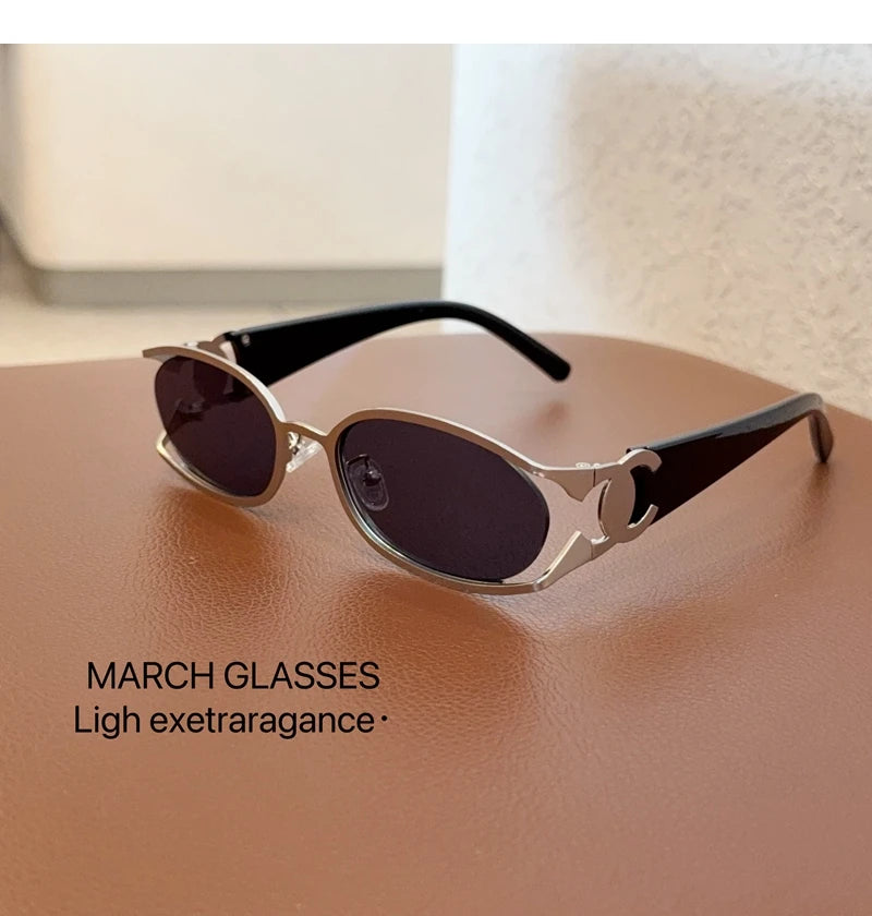 Trendy Brand Sun Glasses New Fashion Women's Sunglasses Oval Classic High-end Women's Retro Versatile Luxury Design Girl Glasses