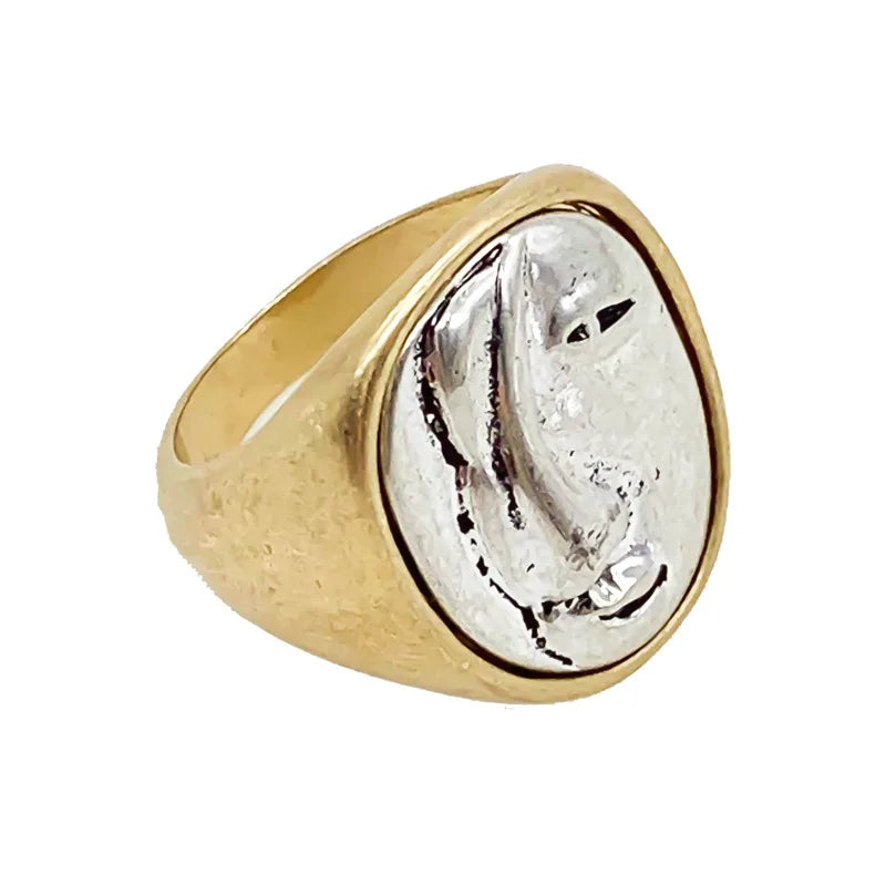 Hip Pop Vintage Individual Face Cuff Finger Rings For Women Girl Punk Fashion New Jewelry Friend Gift Party anillos