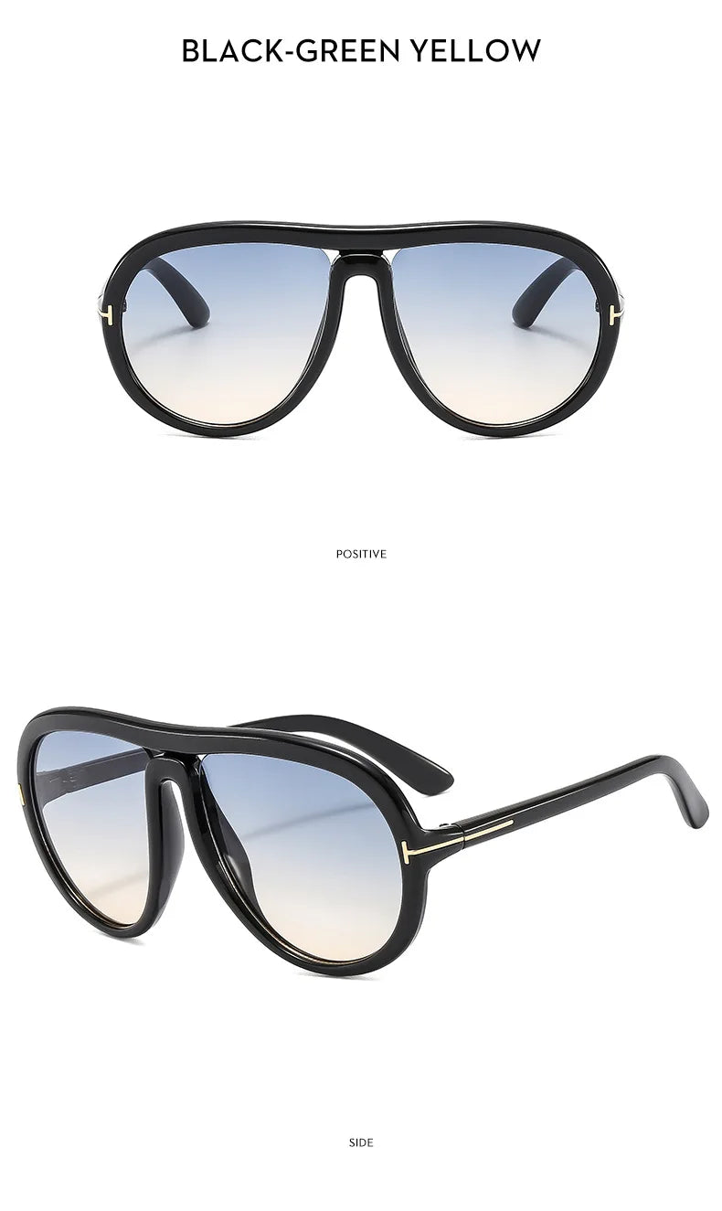 2024 New Fashion Luxury Round Oversized Sunglasses For Women Men Retro Pilot Sun Glasses Gradient Shades UV400 Eyeglasses