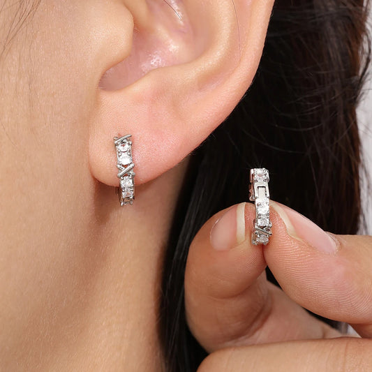 Hip Hop Round Hoop Earrings For Men Crystal Cubic Zirconia Fashion Versatile Male Jewelry Trend Circle Earring Gift