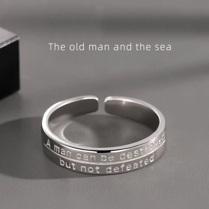 New Fashion Silver Color Open Finger Ring Letters Words Wish Wide Punk Stackable For Women Girl Jewelry Gift Dropship