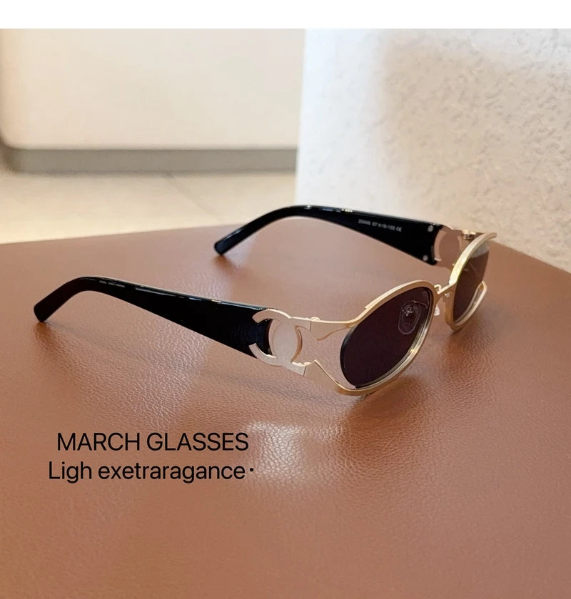 Trendy Brand Sun Glasses New Fashion Women's Sunglasses Oval Classic High-end Women's Retro Versatile Luxury Design Girl Glasses