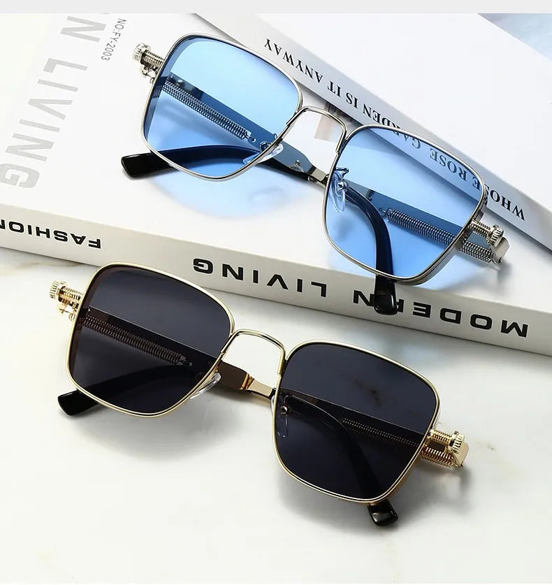 Steampunk Sun Glasses Male Female Square Sunglasses For Men Women Ins Metal Frame Eyewear Shades Oculos De Sol UV400