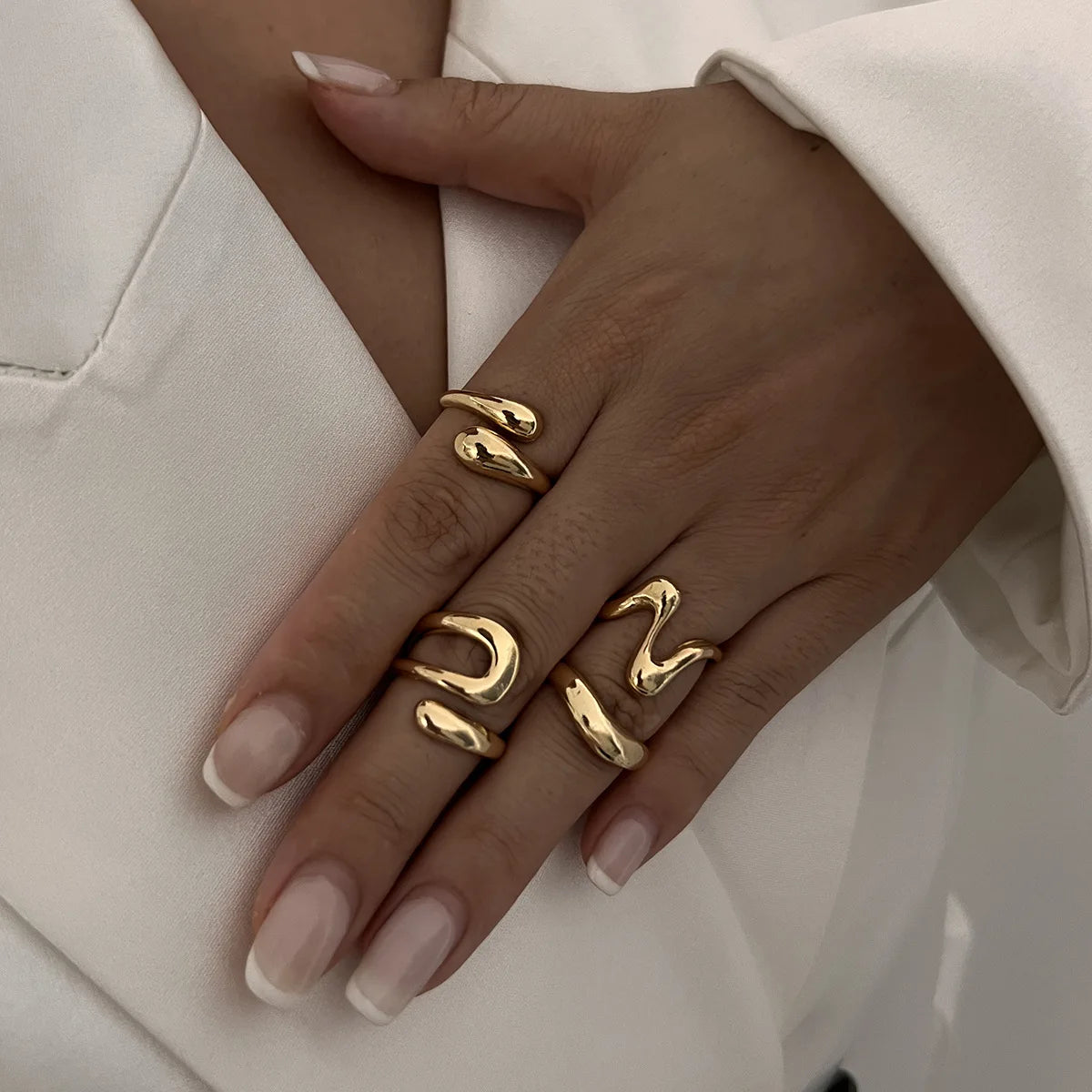 One Set Irregular Geometric Rings For Women Men Girls Punk Fashion Beach style Gold Silver Color Knuckle Joint Ring