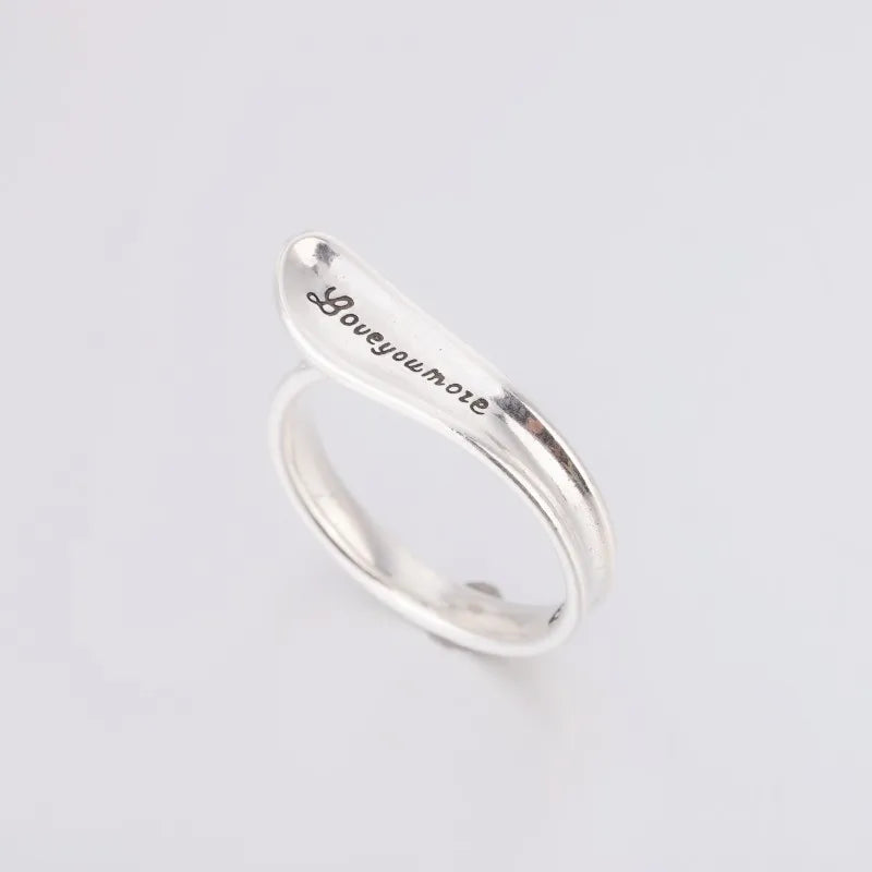 New Fashion Silver Color Open Finger Ring Letters Words Wish Wide Punk Stackable For Women Girl Jewelry Gift Dropship