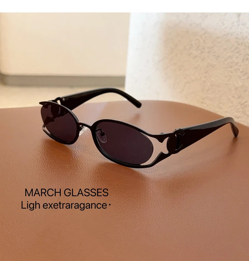 Trendy Brand Sun Glasses New Fashion Women's Sunglasses Oval Classic High-end Women's Retro Versatile Luxury Design Girl Glasses
