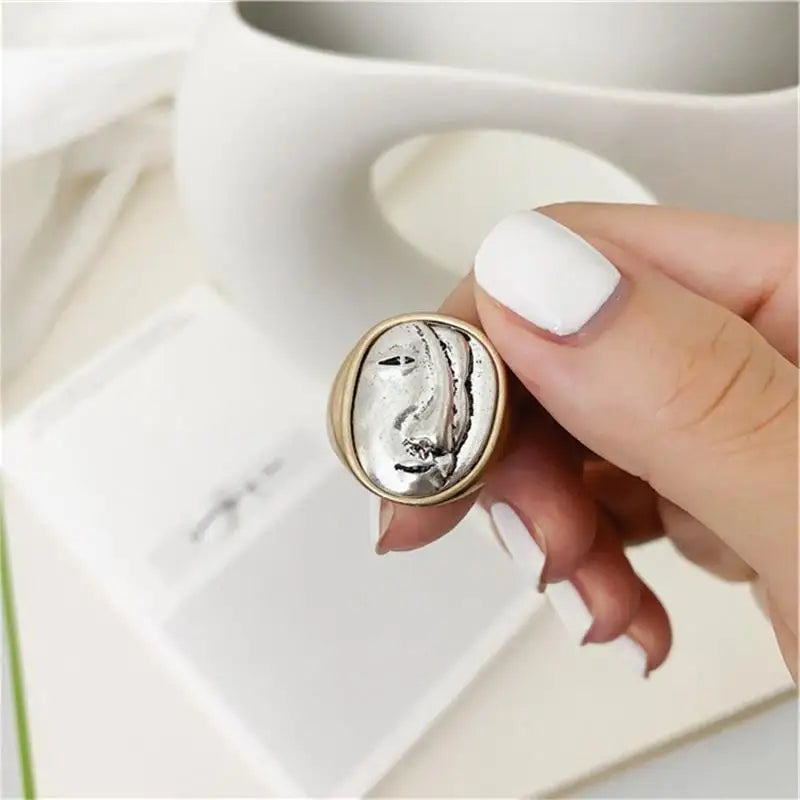 Hip Pop Vintage Individual Face Cuff Finger Rings For Women Girl Punk Fashion New Jewelry Friend Gift Party anillos