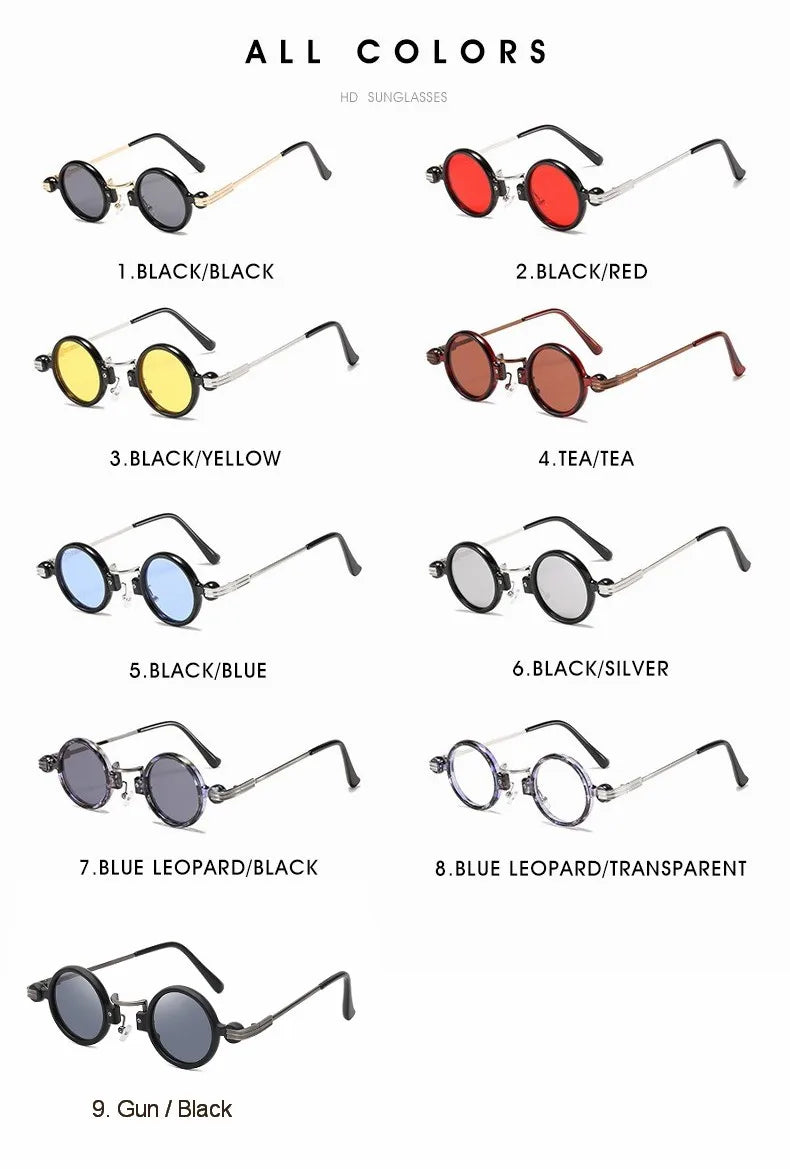 Small Round Sunglasses For Men Women Retro Steampunk Sun Glasses Male Female Metal Frame Eyewear Shades Oculos De Sol UV400