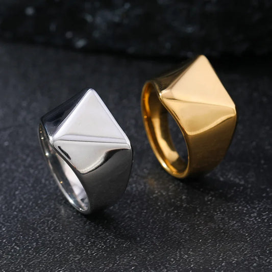 316L Stainless Steel Smooth Triangle Signet Ring For Men Male Finger Jewelry Accessories 2025 New