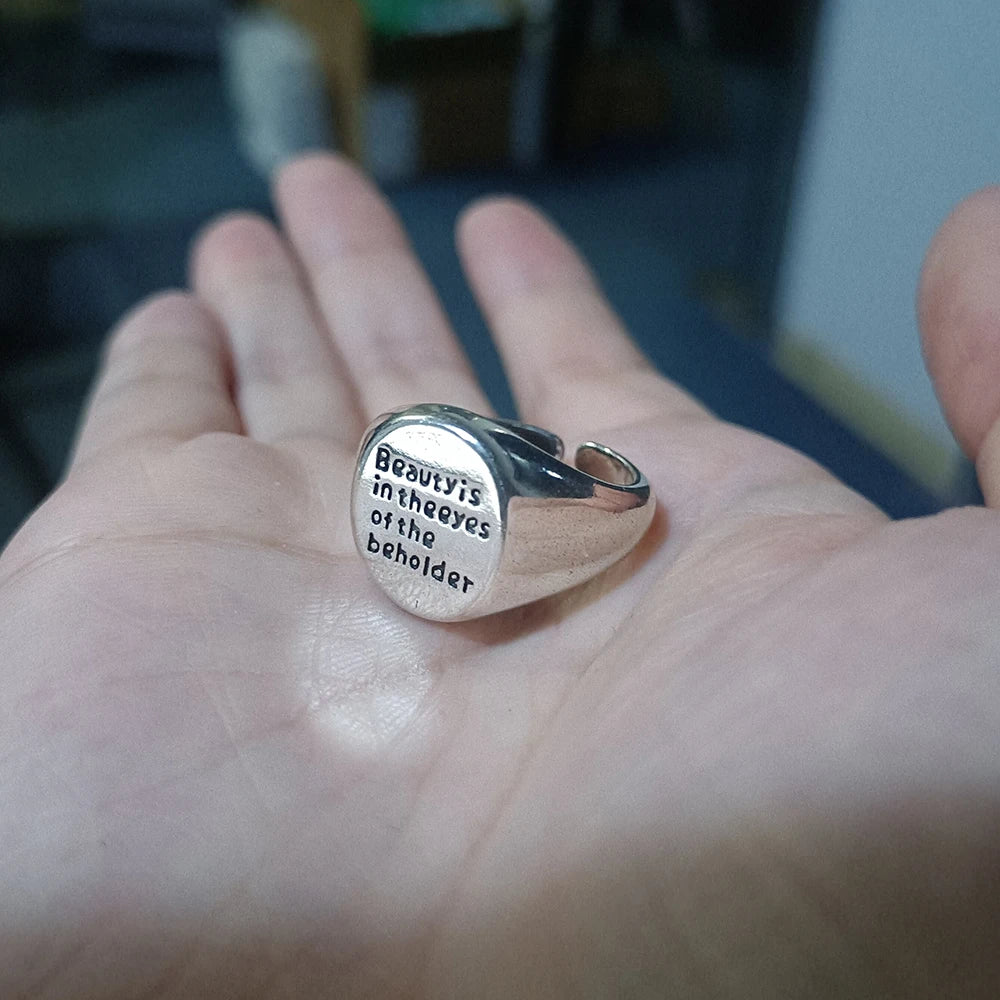 New Fashion Silver Color Open Finger Ring Letters Words Wish Wide Punk Stackable For Women Girl Jewelry Gift Dropship