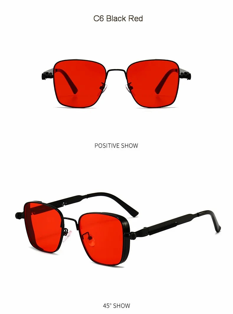 Steampunk Sun Glasses Male Female Square Sunglasses For Men Women Ins Metal Frame Eyewear Shades Oculos De Sol UV400